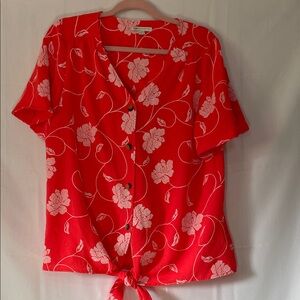 Cato Coral Floral Button-Down Women's Shirt